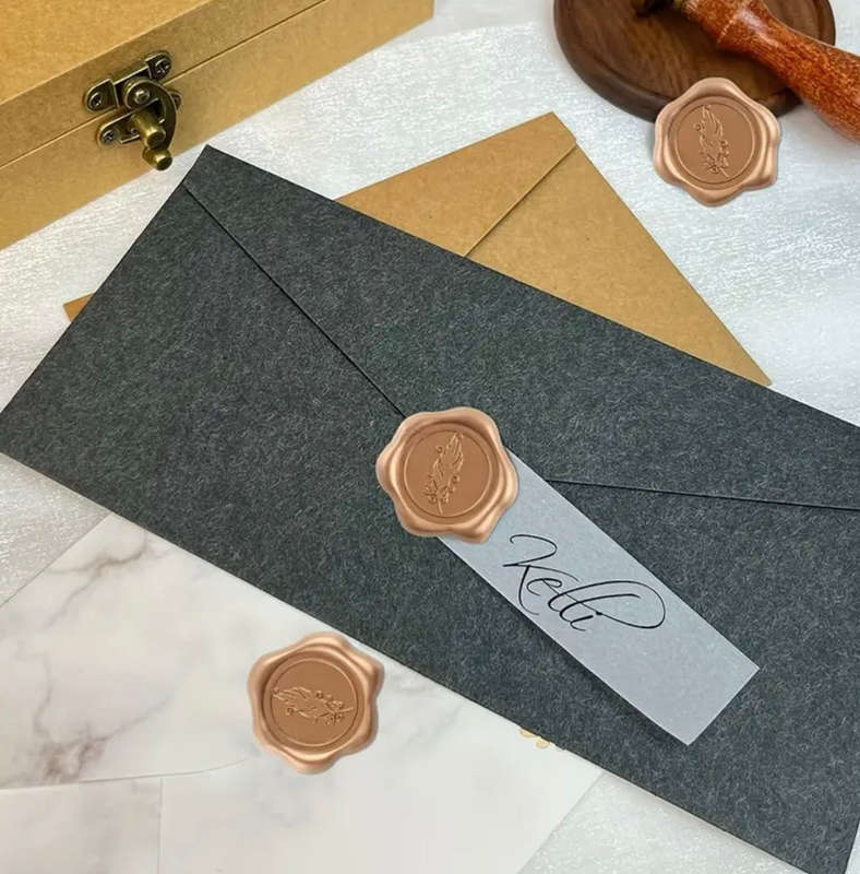 Copper feather Flower Ready Made Wax Seals 10pc