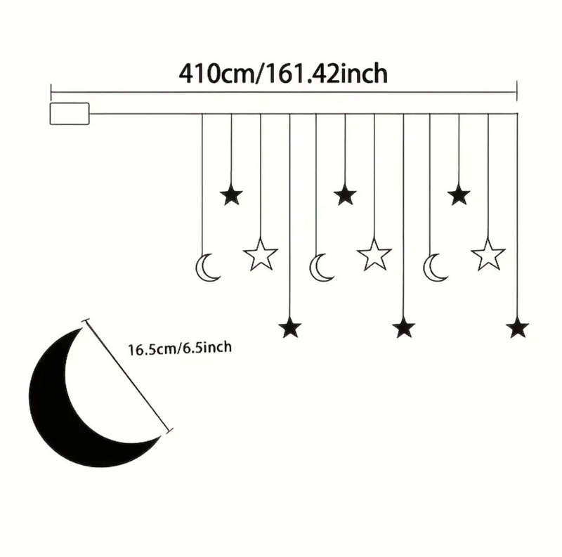 Moon & stars LED fairy lights
