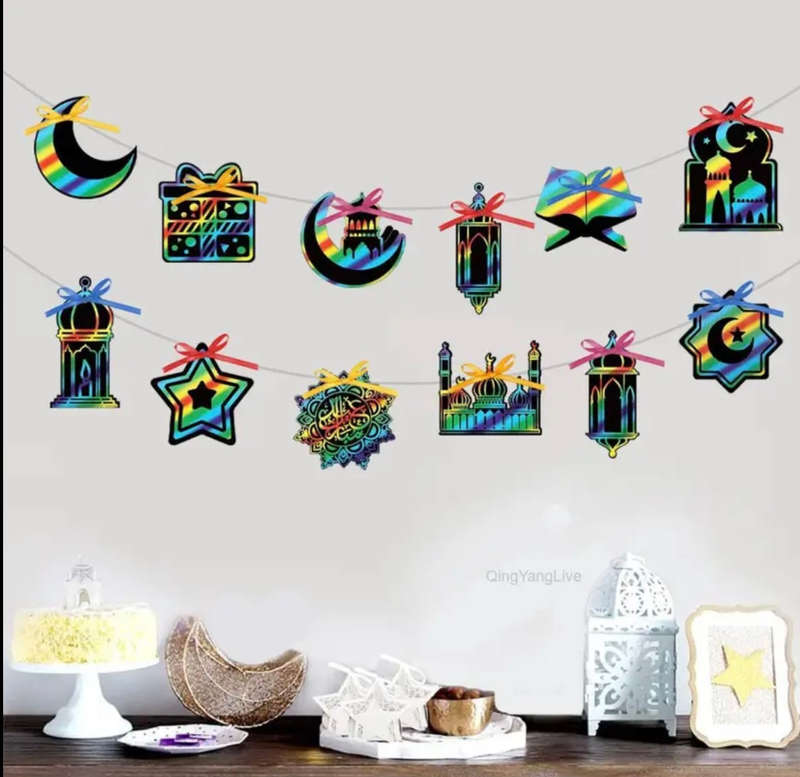 Eid Mubarak Rainbow scratch cards(48)