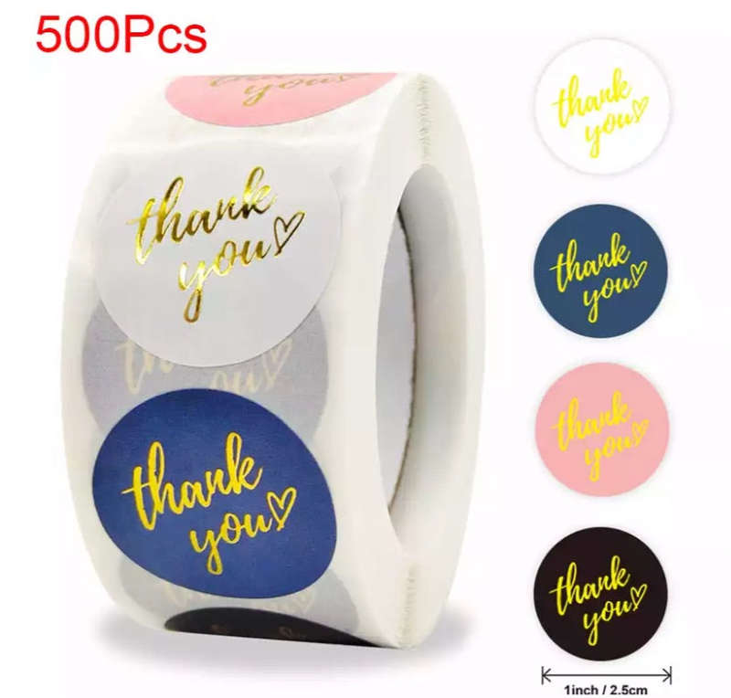 Gold Foil Thank You  (500) stickers