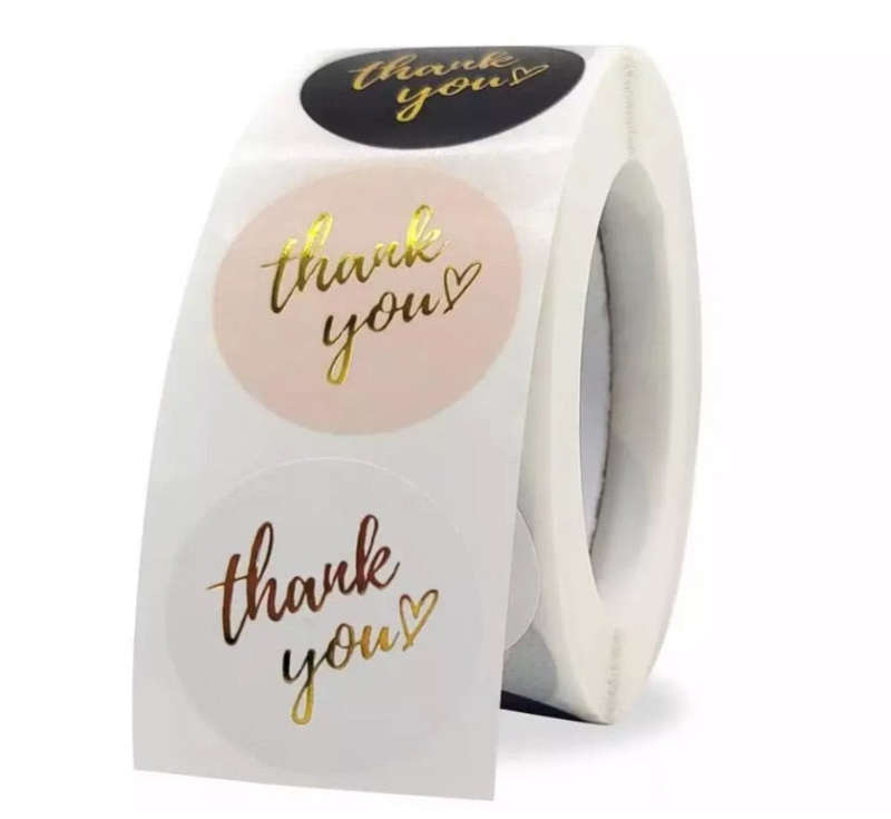 Gold Foil Thank You  (500) stickers