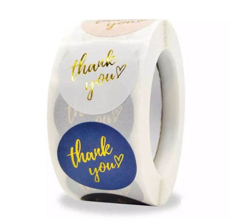 Gold Foil Thank You  (500) stickers
