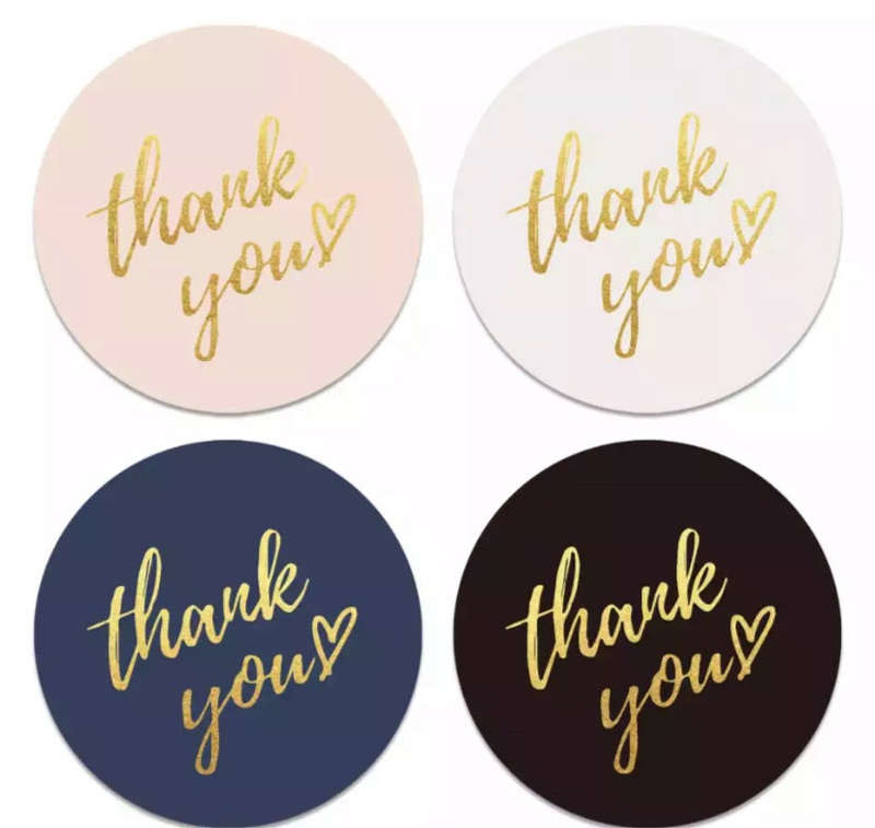 Gold Foil Thank You  (500) stickers