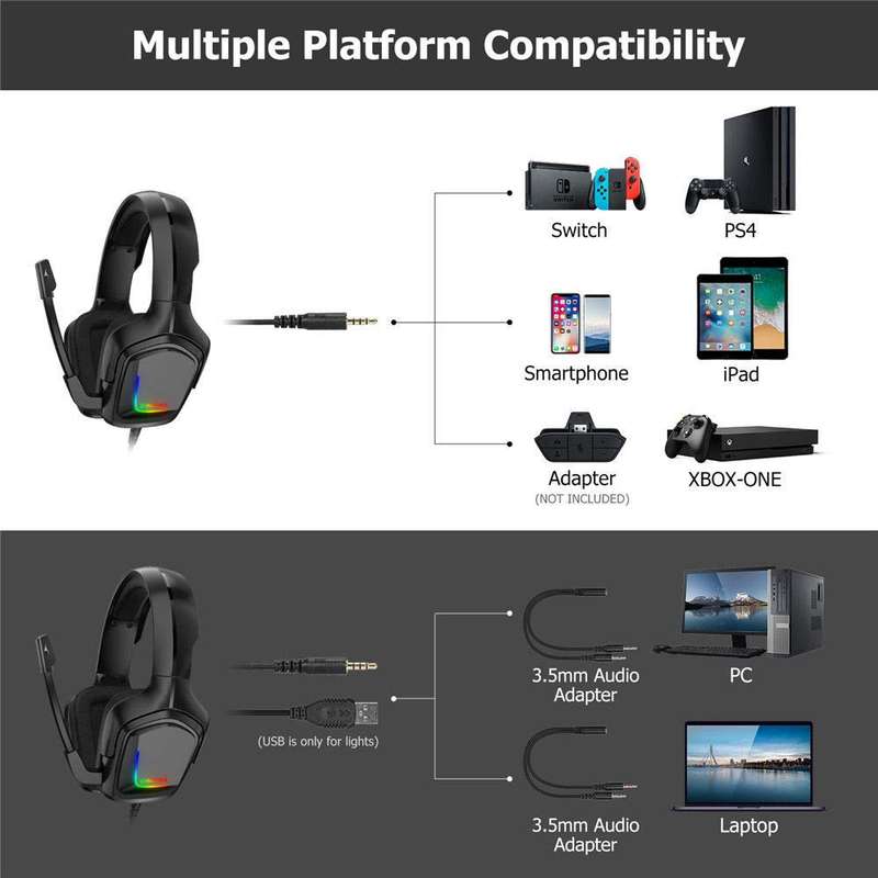Onikuma K20 Gaming Headset Over-Ear Headphones With Microphone - Black - CAMO GREY
