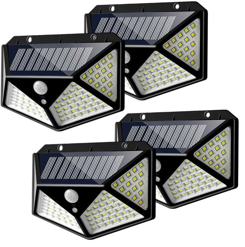 Lumina 100 LED Solar Powered Motion Sensor Lights - 4 Pack