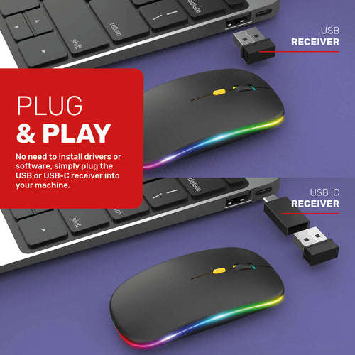 Ntech Slim Rechargeable RGB LED Wireless Optical Mouse