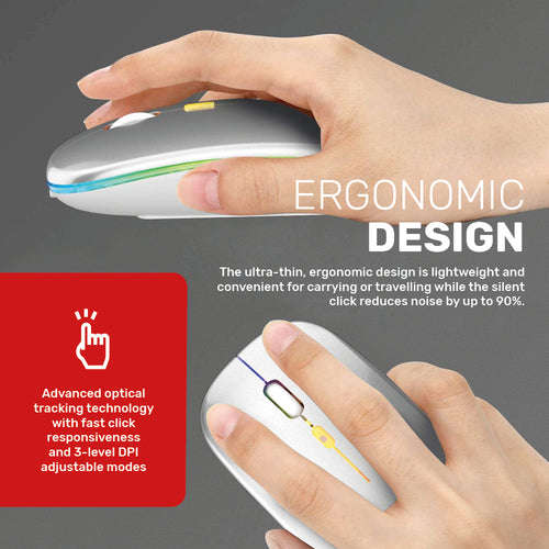 Ntech Slim Rechargeable RGB LED Wireless Optical Mouse