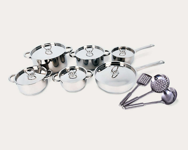 TISSOLLI - Bekaline 15 PCS Stainless Steel Cookware Set