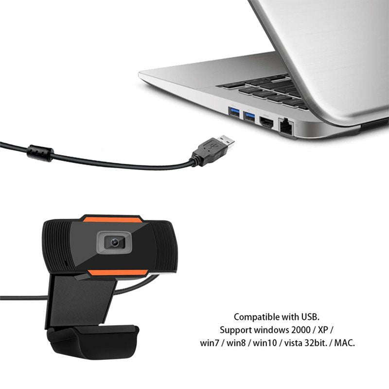 USB Webcam USB 2.0 Full HD 1080p With Built-in Mic - Black