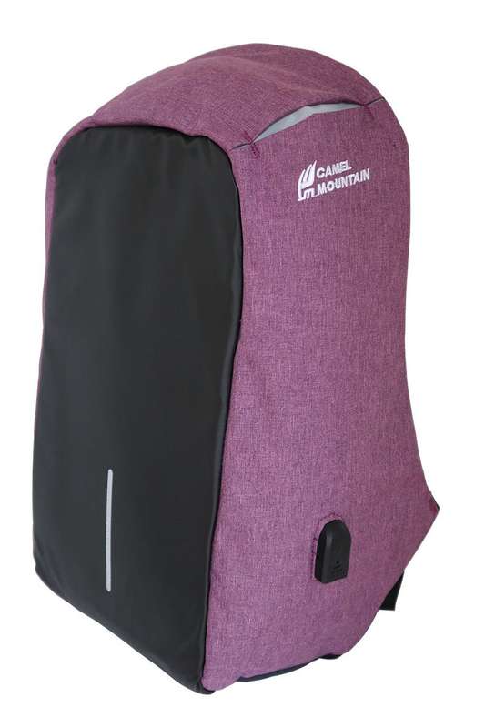 Camel Mountain Anti-Theft Back Pack with USB Port - Purple