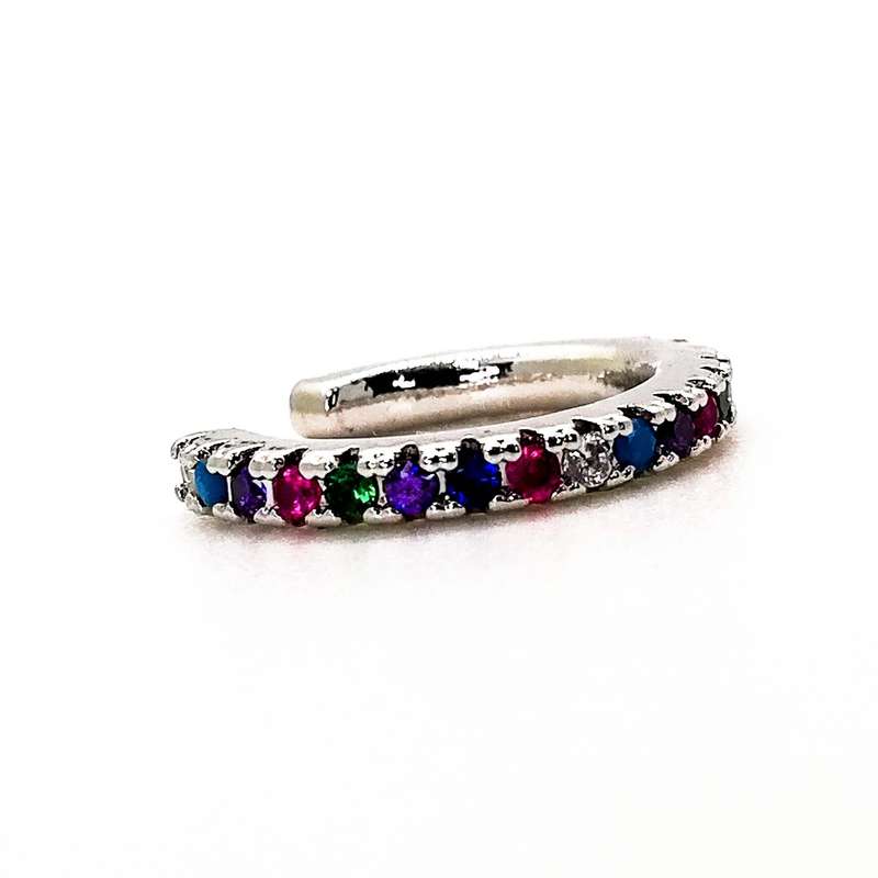 Ear Cuff Silver Plated with Multi Color Diamante Detail