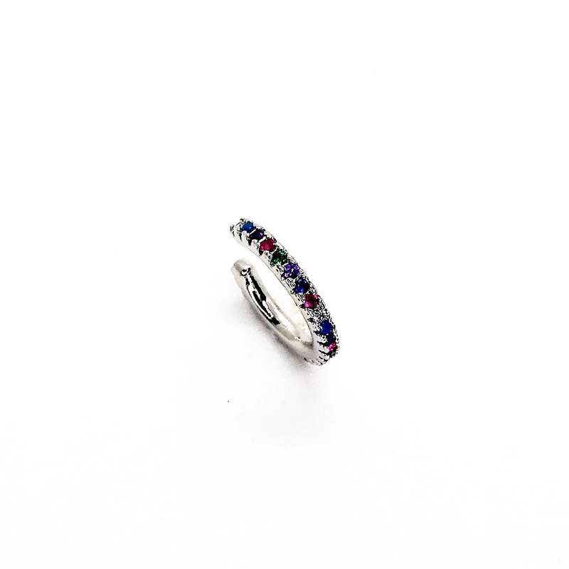 Ear Cuff Silver Plated with Multi Color Diamante Detail