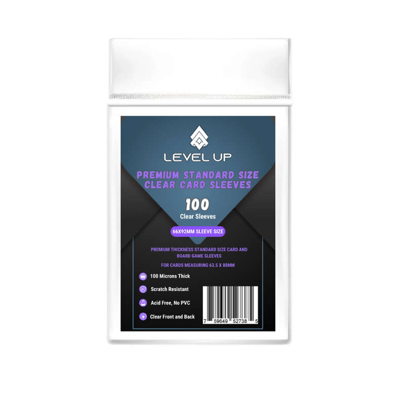 Level Up Sleeves | Standard Premium Clear Card Game Sleeves (100 microns)