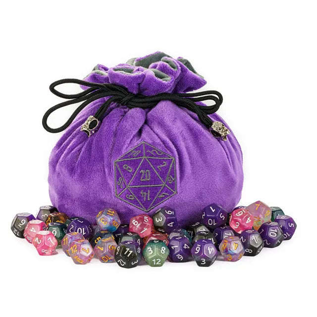 Flannel Drawstring Dice Bag | Purple