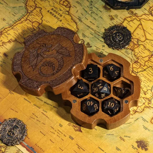 Dragon Series Small Wooden Dice Boxes | Hex