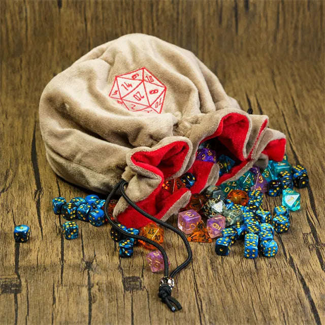 Flannel Drawstring Dice Bag | Brown