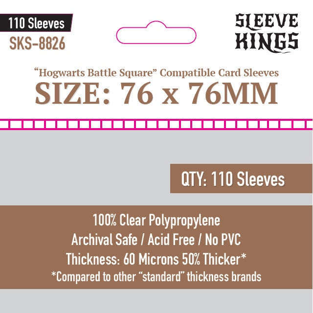 Sleeve Kings | Hogwarts Battle Square Compatible Sleeves (76 x 76mm)