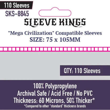 Sleeve Kings | Mega Civilization Compatible Sleeves (75 x 105mm)