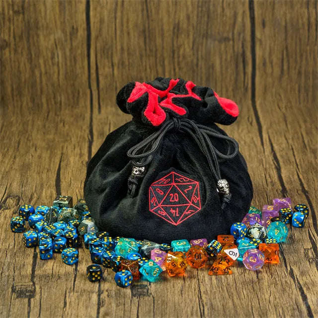 Flannel Drawstring Dice Bag | Black
