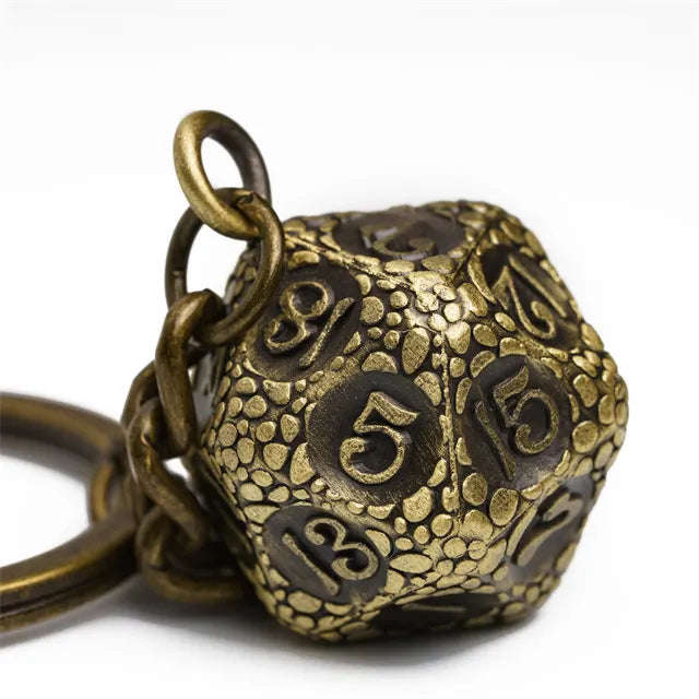 D20 Metal Keychain | Bronze