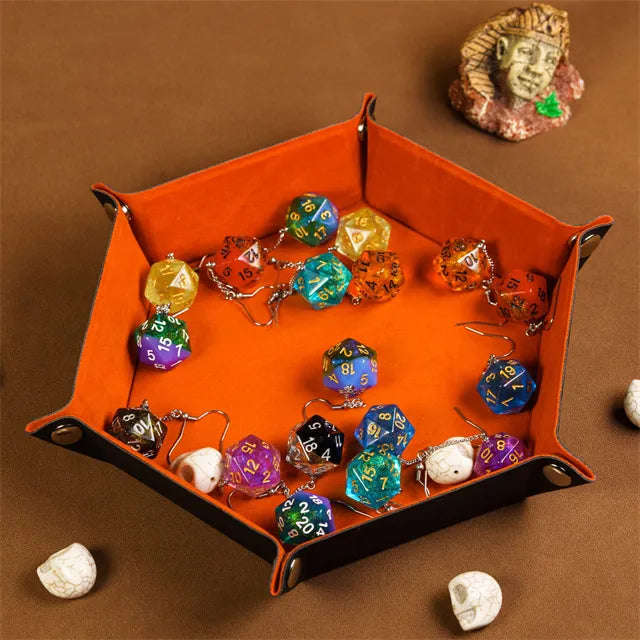 Foldable Dice Tray | Velvet | Orange