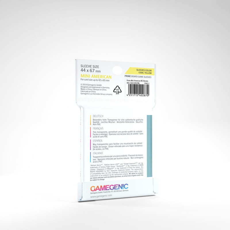 Gamegenic PRIME Sleeves: Mini American (Yellow)