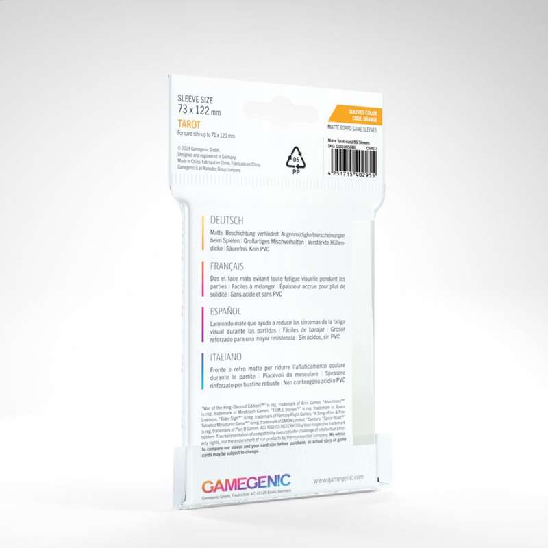 Gamegenic MATTE Tarot Sleeves: 73mm x 122mm (ORANGE)