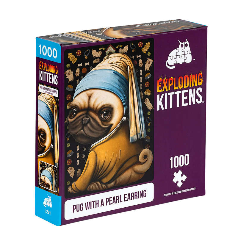 Exploding Kittens Puzzle - Pug With a Pearl Earring (1000pc)