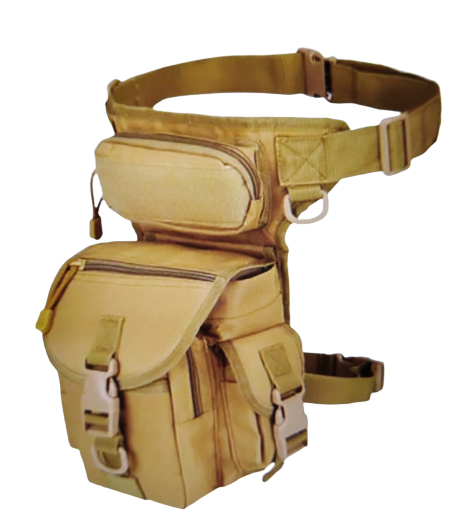 Men`s Nylon Hip Drop Belt Waist Fanny Leg Bag Waterproof Military Tactical Bag - Khaki