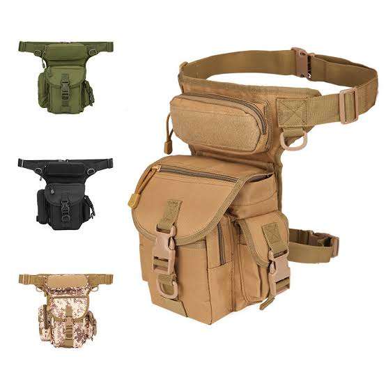 Men`s Nylon Hip Drop Belt Waist Fanny Leg Bag Waterproof Military Tactical Bag - Khaki