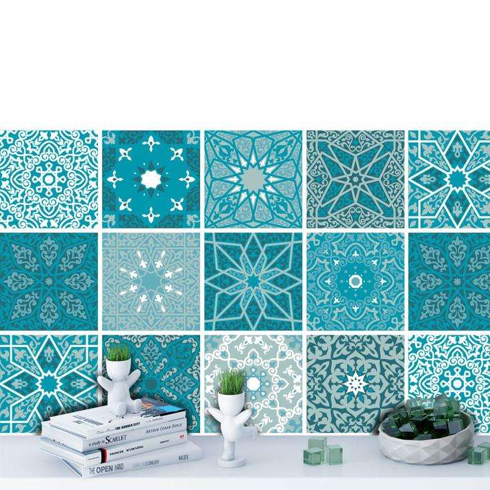 Arabesque Teal - vinyl wall tiles - 10 X 10 Pack of 12