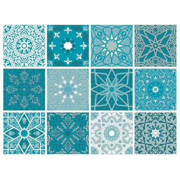 Arabesque Teal - vinyl wall tiles - 10 X 10 Pack of 12