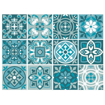 Medieval Teal - vinyl wall tiles - 10 X 10 Pack of 12