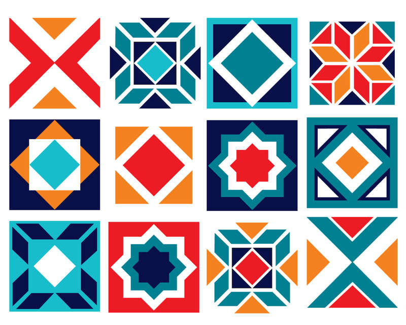 Moroccan - Blue vinyl wall tiles - 10 X 10 Pack of 12