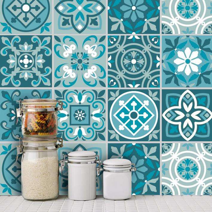 Medieval Teal - vinyl wall tiles - 10 X 10 Pack of 12