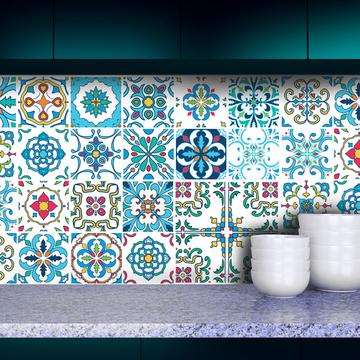 Portuguese Floral - vinyl wall tiles - 10 X 10 Pack of 12