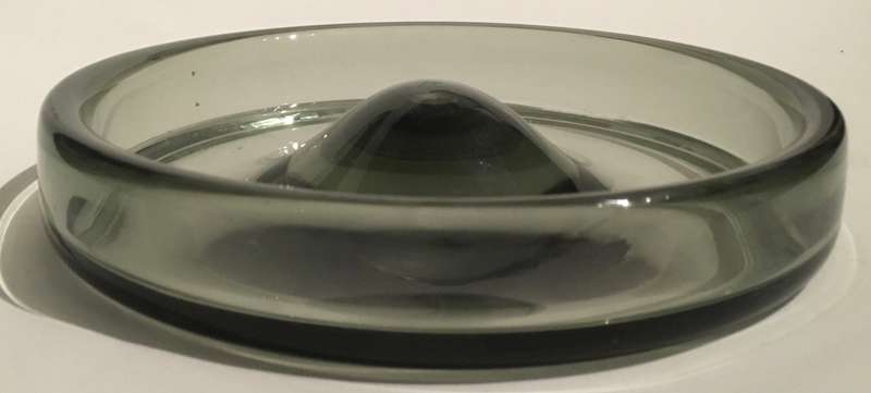 Holmegaard Per Lutken smokey grey glass 'Fried Egg" signed Art glass hand blown bowl 1950s PL 17970