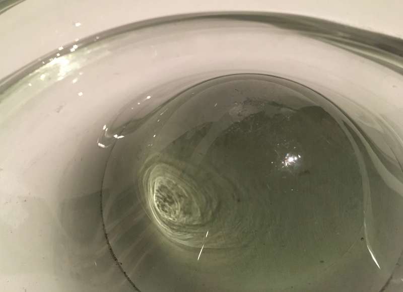 Holmegaard Per Lutken smokey grey glass 'Fried Egg" signed Art glass hand blown bowl 1950s PL 17970