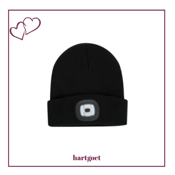 Beanie with LED light - Black