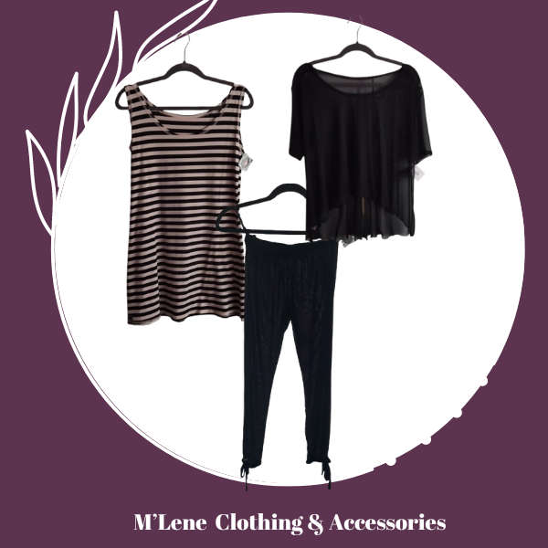 Black Leggings & Box Top and Black & Stone Shift Dress - L