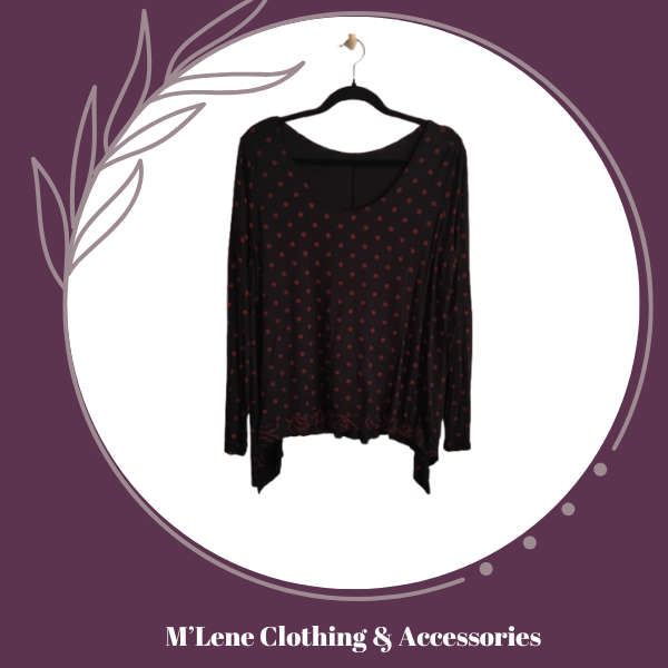 Longsleeve Top - Black with Red Polkadots