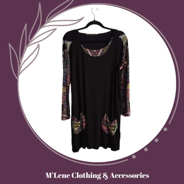 Black & Paisley Print Pinafore Dress and Top - S