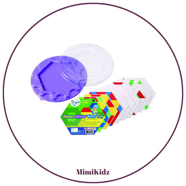 Circular activity tray for pattern blocks