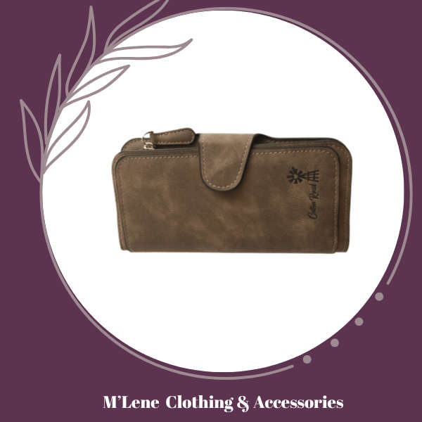 Cotton Road Ladies Wallet - 4 Sections - Small Windmill Print - Brown