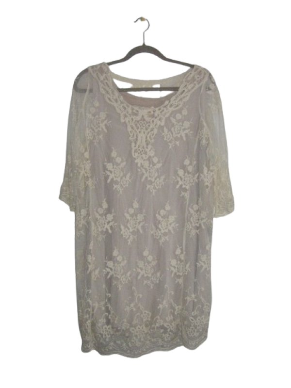 Lace Dress & Sleeveless Shift Dress - Cream - XL