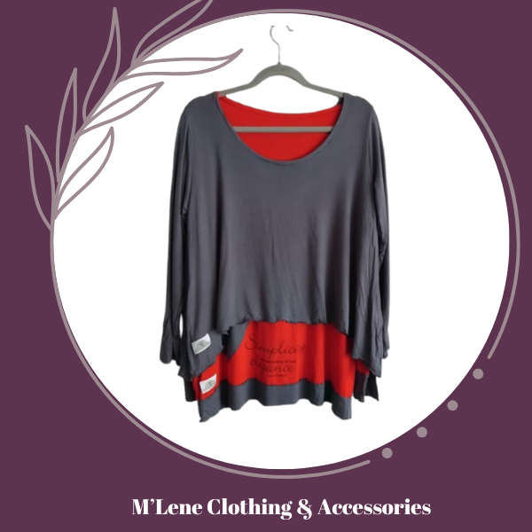 Red & Grey Longsleeve Tops