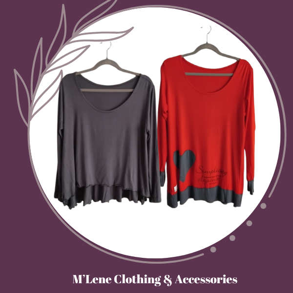 Red & Grey Longsleeve Tops