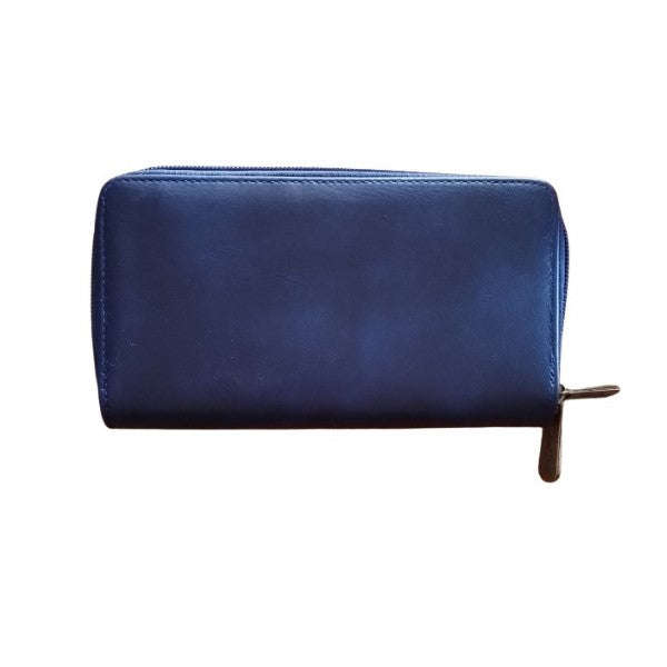 Cotton Road Double Zip Ladies Wallet - Navy
