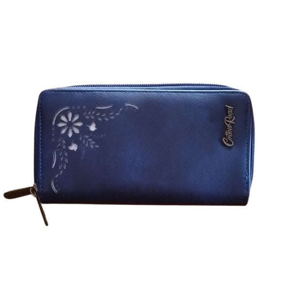 Cotton Road Double Zip Ladies Wallet - Navy
