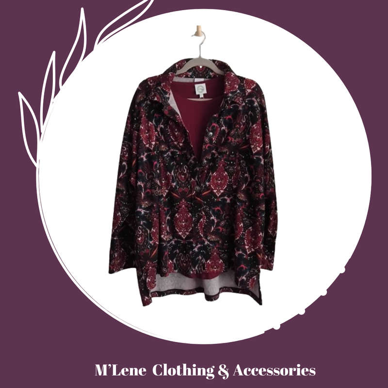 Edith Jacket - Black/Wine/Blue Paisley Design